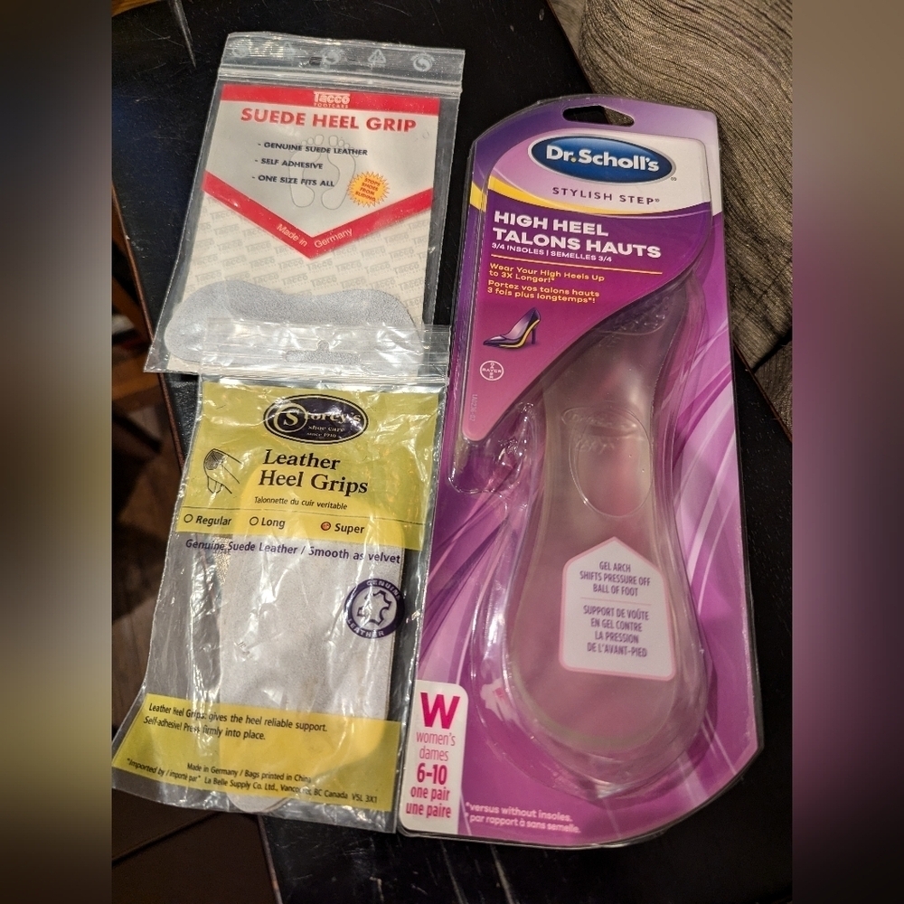 🍁High Heel Insoles Dr Scholl's Gel insoles & Two leather suede Heel grips